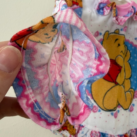 Vintage Disney Girls 4T Winnie The Pooh Kids Pajama Top- RARE patchwork ruffles - Picture 8 of 8